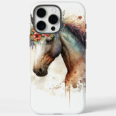 Paardengezicht met bloemenkrans Case-Mate iPhone case (Achterkant)
