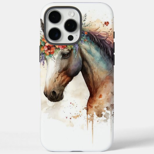 Paardengezicht met bloemenkrans Case-Mate iPhone case (Achterkant)