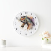 Paardengezicht met bloemenkrans grote klok (Huis)