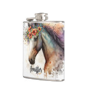 Paardengezicht met bloemenkrans heupfles (Links)