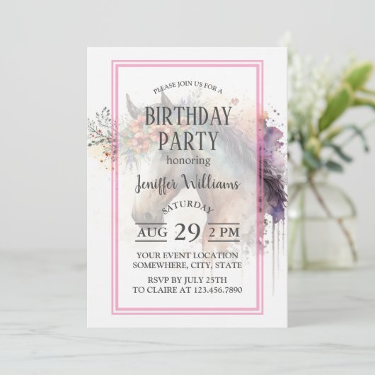 Paardengezicht met bloemenkrans kaart (Staand voorkant)