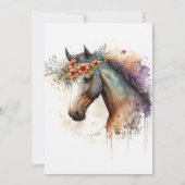 Paardengezicht met bloemenkrans kaart (Achterkant)