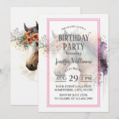 Paardengezicht met bloemenkrans kaart (Voorkant / Achterkant)