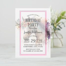 Paardengezicht met bloemenkrans kaart