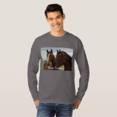Paardengezichten op Mannen met lange basishoes T-shirt (Voorkant volledig)