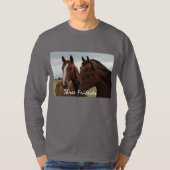 Paardengezichten op Mannen met lange basishoes T-shirt (Voorkant)