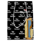 Paardengolftas op zwarte plaat medium cadeauzakje (Voorkant)