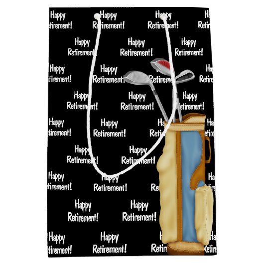 Paardengolftas op zwarte plaat medium cadeauzakje (Voorkant)