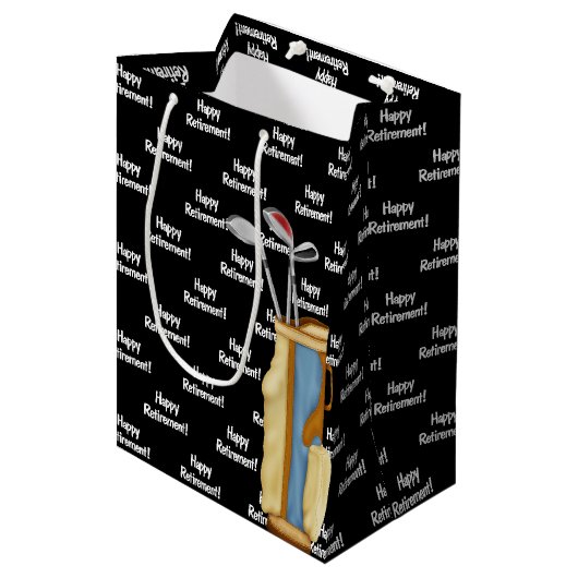 Paardengolftas op zwarte plaat medium cadeauzakje (Voorkant Gekanteld)