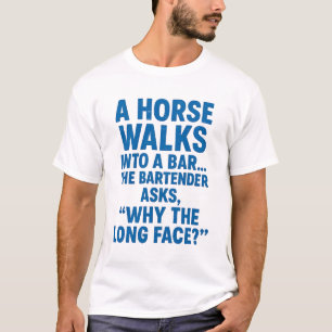 Paardengrapje Een paard loopt een bar binnen T-shirt