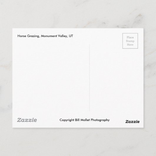 Paardengrazing, Monument Valley, UT Briefkaart (Achterkant)