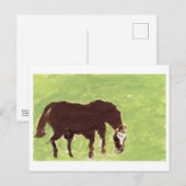 Paardengrazing op groene achtergrond briefkaart (Voorkant / Achterkant)