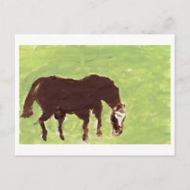 Paardengrazing op groene achtergrond briefkaart