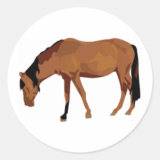 Paardengrazing Ronde Sticker (Voorkant)