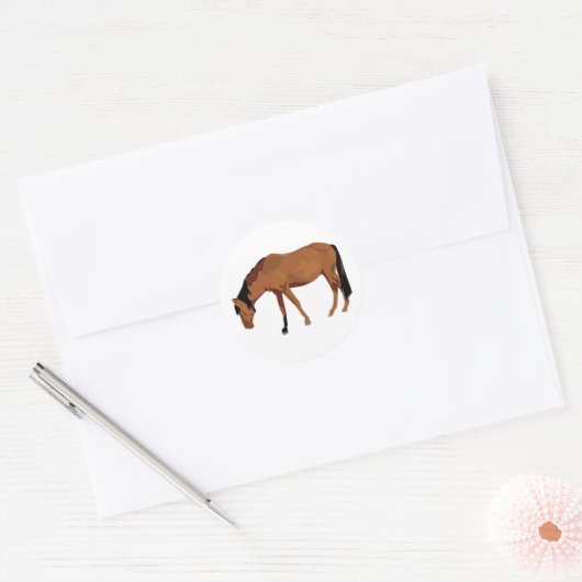 Paardengrazing Ronde Sticker (Envelop)