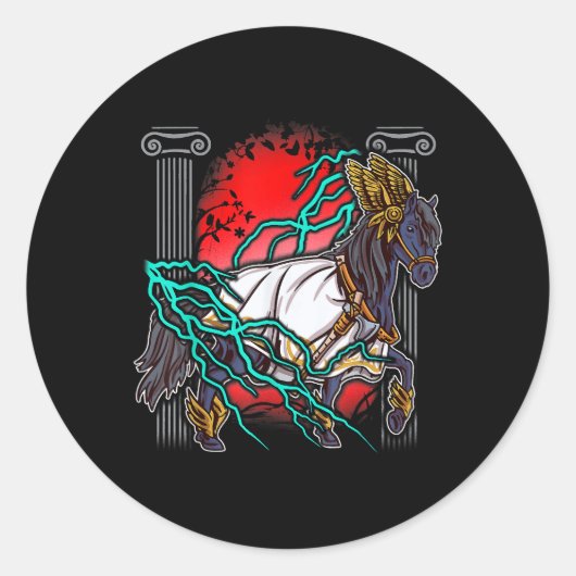 PaardenGriekse mythen Zeus Ancient Gods Equine Lig Ronde Sticker (Voorkant)
