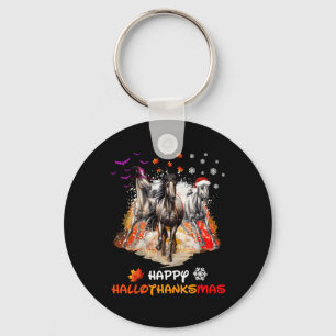 Paardenhalloween en vrolijk kerstfeest sleutelhanger