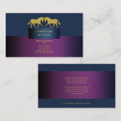 Paardenhandel in blauw paars goud visitekaartje (Voorkant / Achterkant)