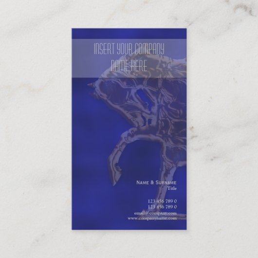 Paardenhandel in blauwe zilver goud visitekaartje (Voorkant)