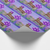 Paardenhek Paarse ballonnen Birthday Gift Wrap Cadeaupapier (Hoek)