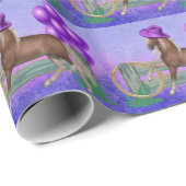 Paardenhek Paarse ballonnen Birthday Gift Wrap Cadeaupapier (Rol Hoek)