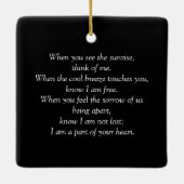 Paardenherdenking bij liefhebbend geheugen keramisch ornament (Achterkant)