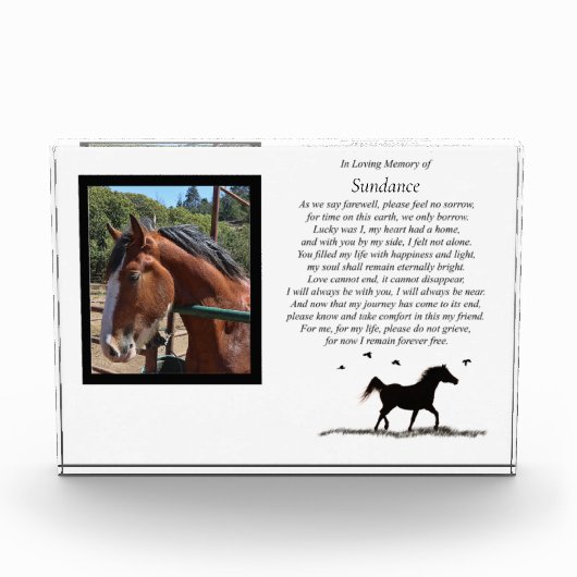 Paardenherdenkingsfotoblok met Spiritueel gedicht Fotoblokken (Voorkant)