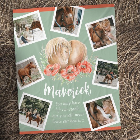 Paardenherdenkingshart klaprozen waterverf foto fleece deken