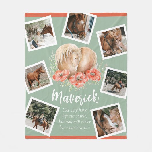 Paardenherdenkingshart klaprozen waterverf foto fleece deken (Voorkant)