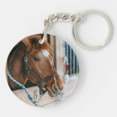 Paardenherdenkingshart klaprozen waterverf foto gr sleutelhanger (Achterkant)