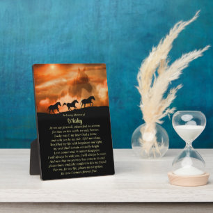 Paardenherdenkingsnaam Spiritueel gedicht Fotoplaat