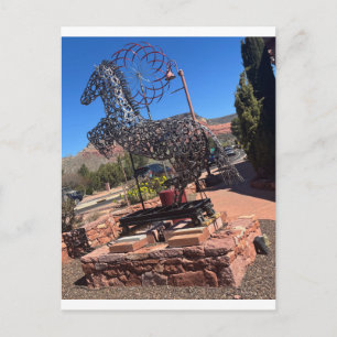 Paardenhoef ijzeren paard sculptuur briefkaart