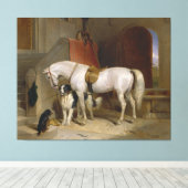 Paardenhond Favorieten schilderkunst Landseer Prop Canvas Afdruk (Insitu (Houten vloer))