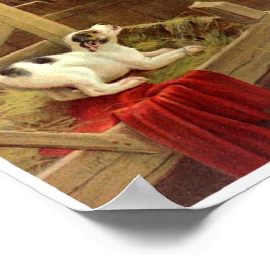  paardenhond in Barn op Boerderij Poster (Hoek)