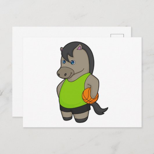 Paardenhonkbalspeler Basketball Briefkaart (Voorkant / Achterkant)