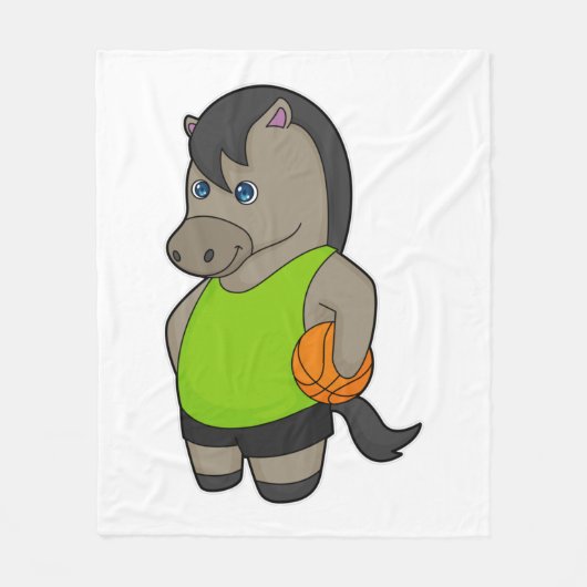 Paardenhonkbalspeler Basketball Fleece Deken (Voorkant)