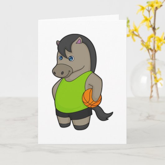 Paardenhonkbalspeler Basketball Kaart (Gele Bloem)