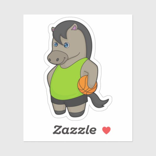 Paardenhonkbalspeler Basketball Sticker (Vel)