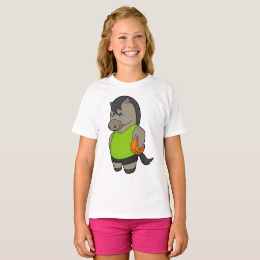 Paardenhonkbalspeler Basketball T-shirt (Voorkant volledig)