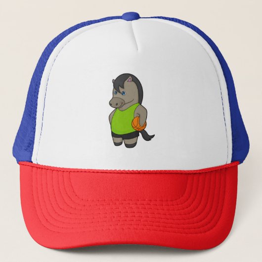 Paardenhonkbalspeler Basketball Trucker Pet (Voorkant)