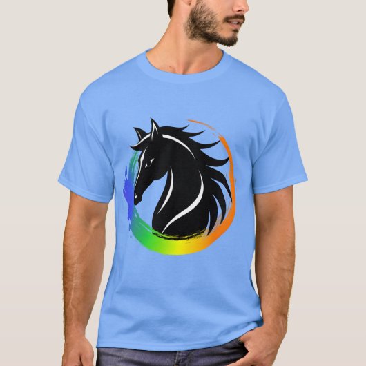 Paardenhoofd gekleurde ring grappig t-shirt (Voorkant)
