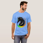 Paardenhoofd gekleurde ring grappig t-shirt (Voorkant volledig)