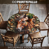 Paardenhoofd in herfstbladeren tissuepapier