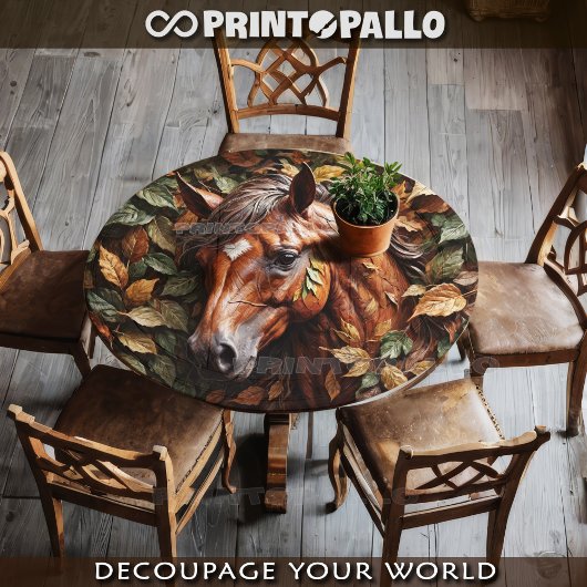 Paardenhoofd in herfstbladeren tissuepapier