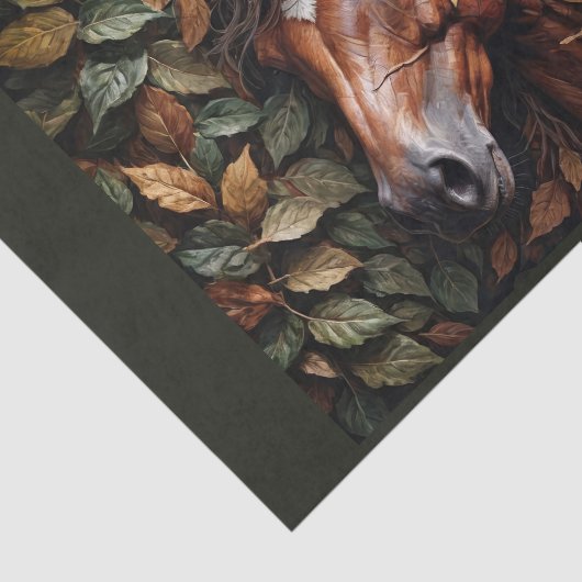 Paardenhoofd in herfstbladeren tissuepapier (Detail)