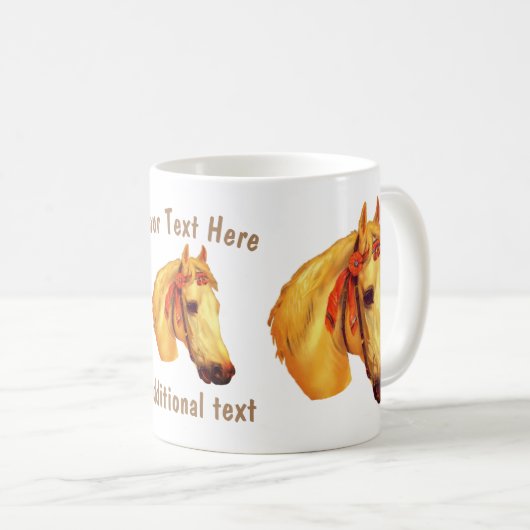 Paardenhoofd  kunst gepersonaliseerd koffiemok (Voorkant rechts)