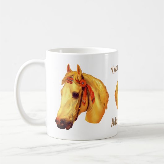 Paardenhoofd  kunst gepersonaliseerd koffiemok (Links)