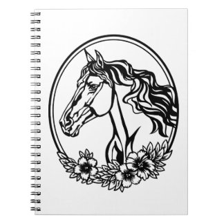Paardenhoofd met bloemen notitieboek