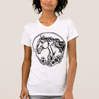 Paardenhoofd met bloemen t-shirt