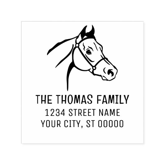 Paardenhoofd Naam Retouradres Zelfinktende Stempel (Design)